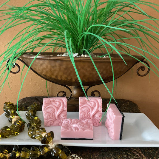 Pink Swirls and Charcoal Glycerin Soap